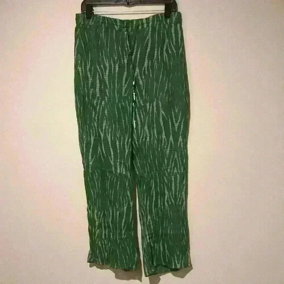 Zara boho flowy wide leg many’s, green print, medium - Picture 1 of 8